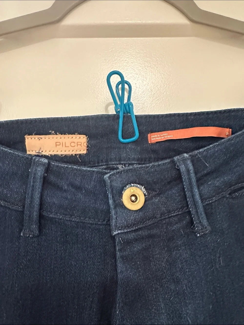Pilcro Wide Leg Flare Jeans in Dark Blue